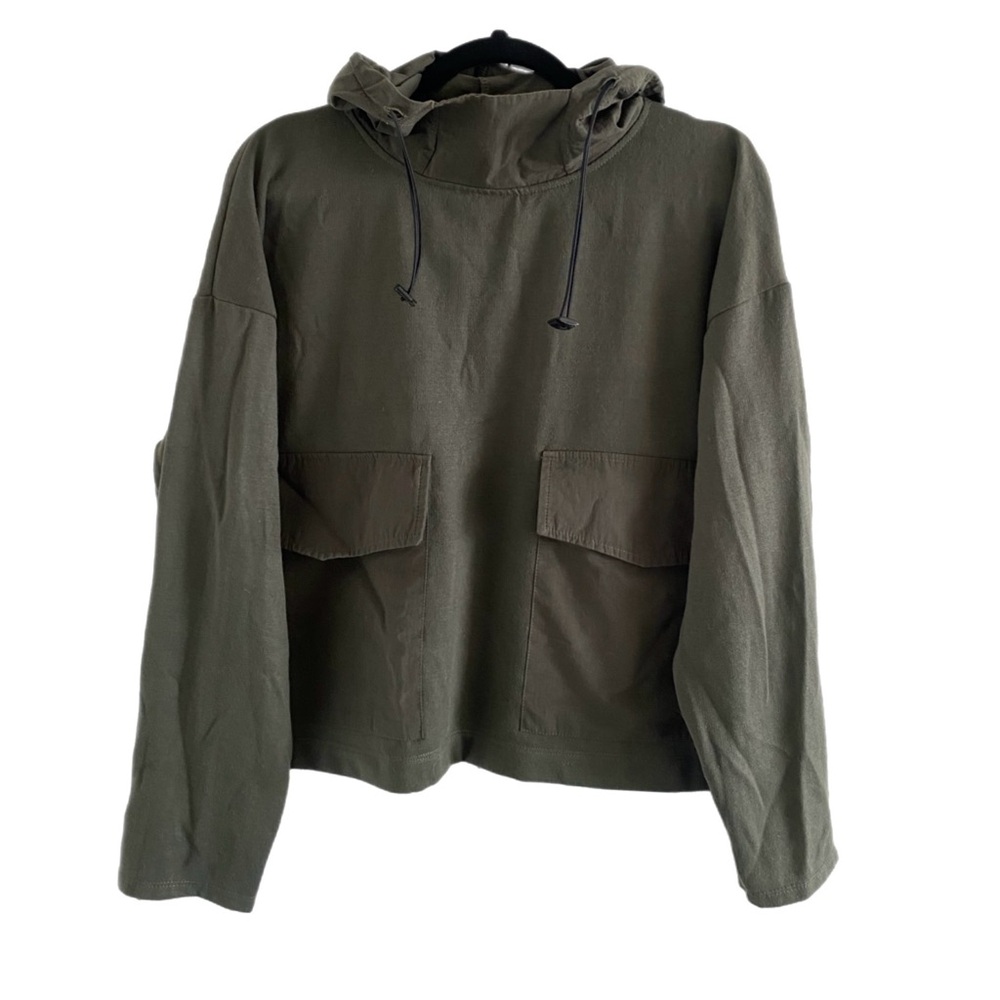 ZARA Oversized Hoodie In Army Green / Olive Green, size S